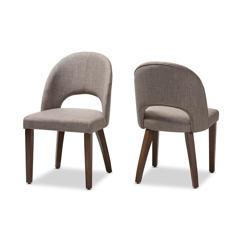 Light Grey Fabric Upholstered Walnut Finished Wood Dining Chair (Set of 2)