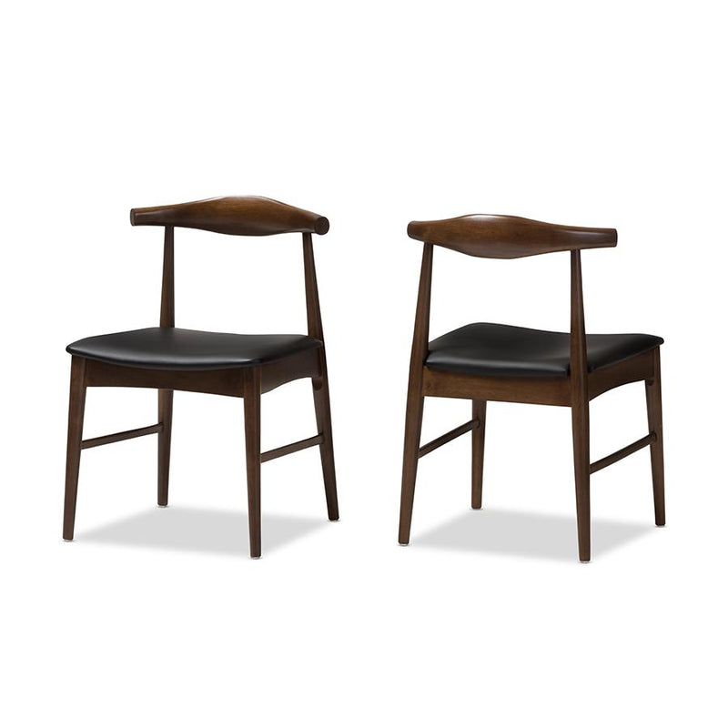 Baxton Studio Winton Mid-Century Modern Walnut Wood Dining Chair (Set of 2)