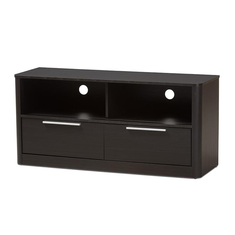 Espresso Brown Finished Wood 2-Drawer TV Stand