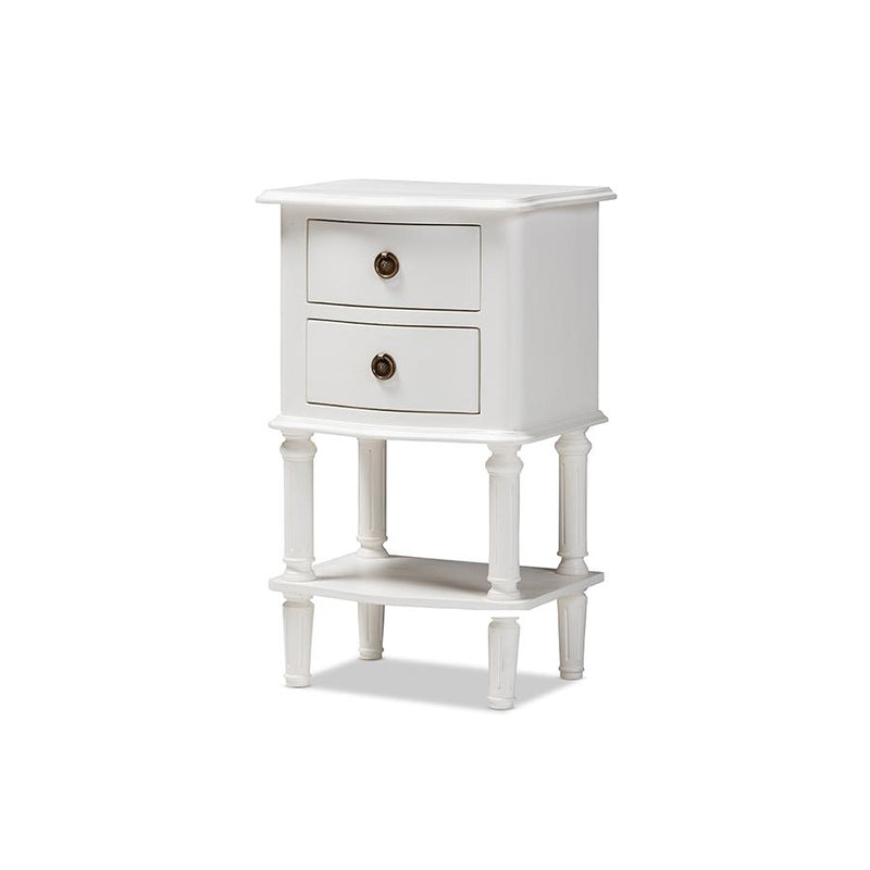 Audrey Country Cottage Farmhouse White Finished 2-Drawer Nightstand