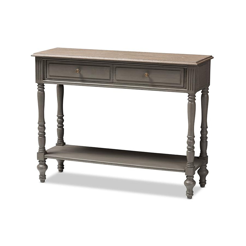 Noemie Country Cottage Farmhouse Brown Finished 2-Drawer Console Table