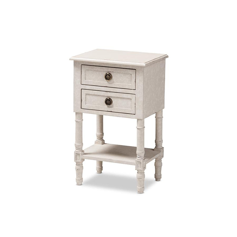 Baxton Studio Lenore Country Cottage Farmhouse Whitewashed 2-Drawer Nightstand