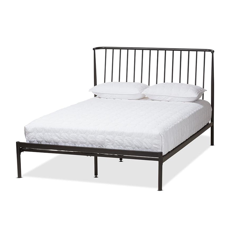 Black Bronze Finished Metal Queen Size Platform Bed