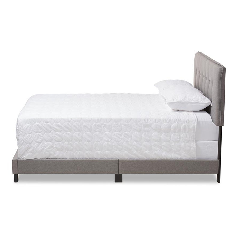 Audrey Modern and Contemporary Light Grey Fabric Upholstered King Size Bed