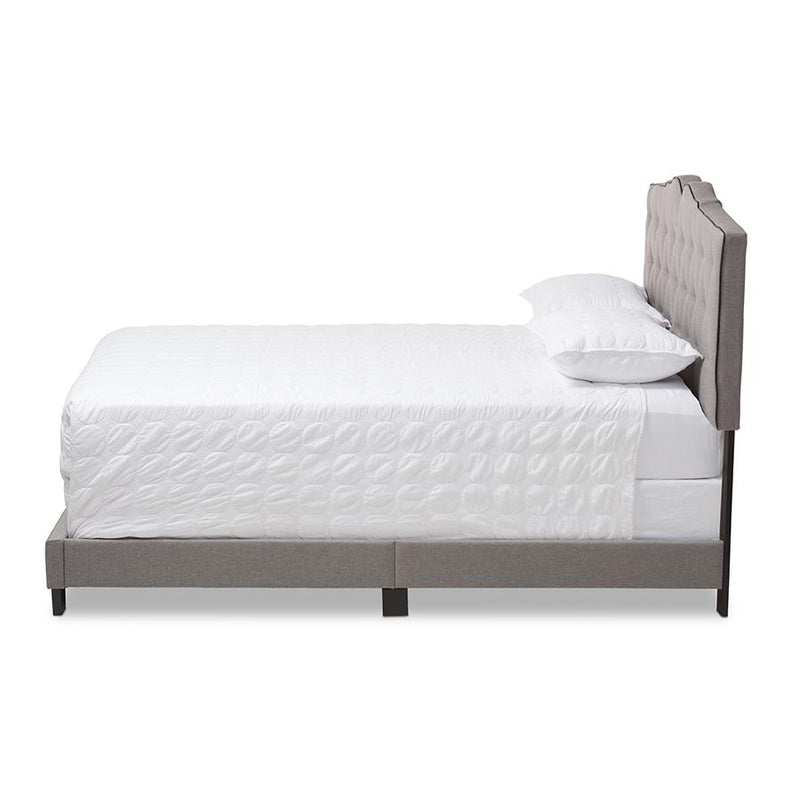 Vivienne Modern and Contemporary Light Grey Fabric Upholstered King Size Bed