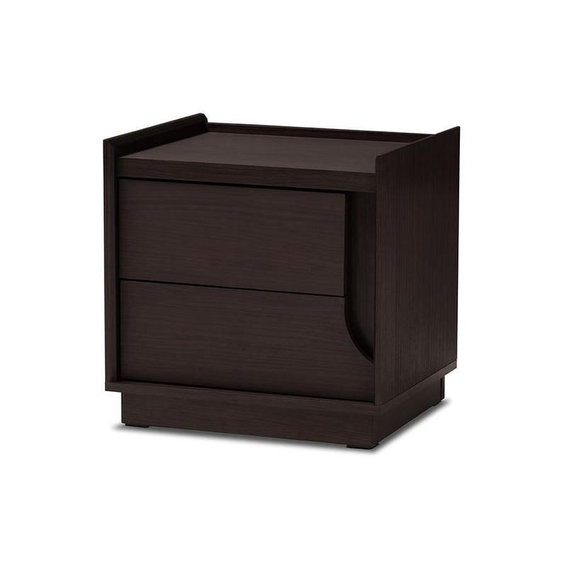 Baxton Studio Larsine Modern and Contemporary Brown Finished 2-Drawer Nightstand