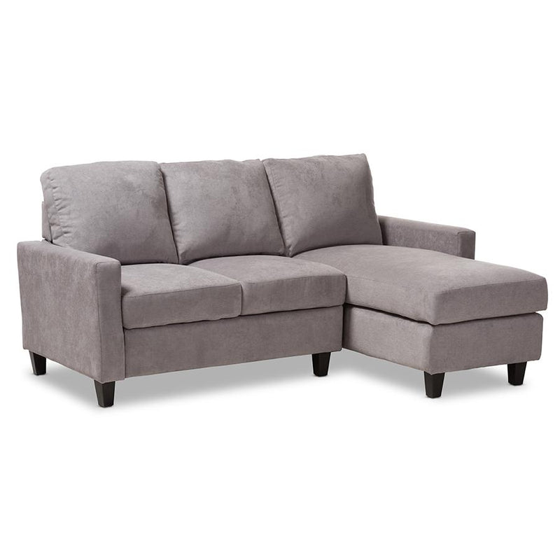 Light Grey Fabric Upholstered Reversible Sectional Sofa