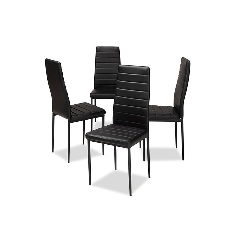 Black Faux Leather Upholstered Dining Chair (Set of 4)