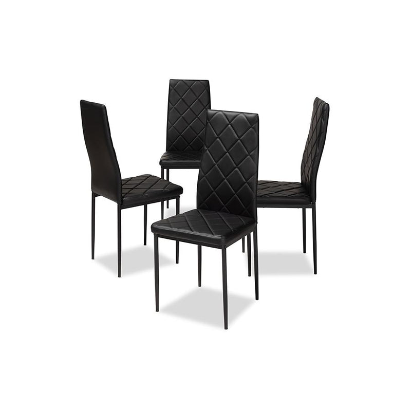 Black Faux Leather Upholstered Dining Chair (Set of 4)