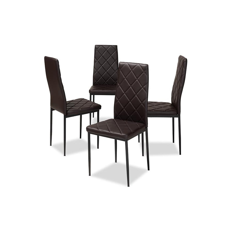 Brown Faux Leather Upholstered Dining Chair (Set of 4)