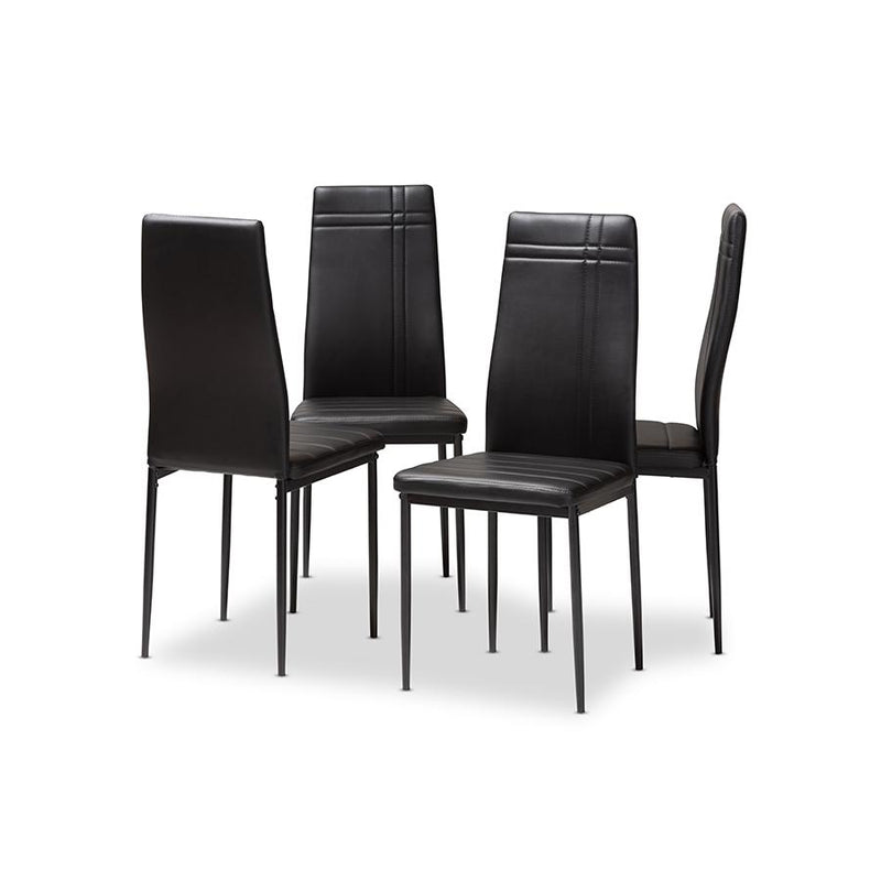 Black Faux Leather Upholstered Dining Chair (Set of 4)