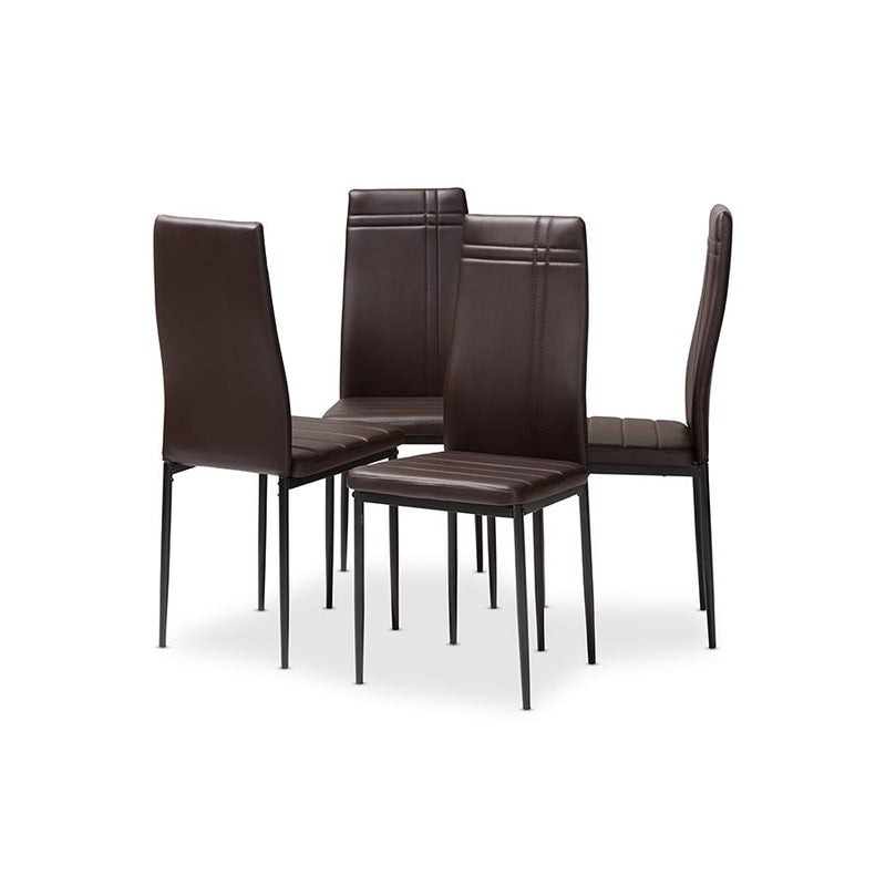 Brown Faux Leather Upholstered Dining Chair (Set of 4)