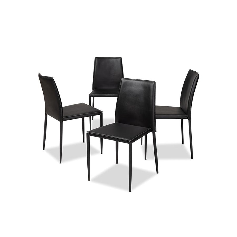 Black Faux Leather Upholstered Dining Chair (Set of 4)