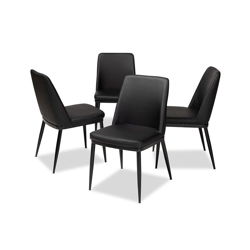 Black Faux Leather Upholstered Dining Chair (Set of 4)