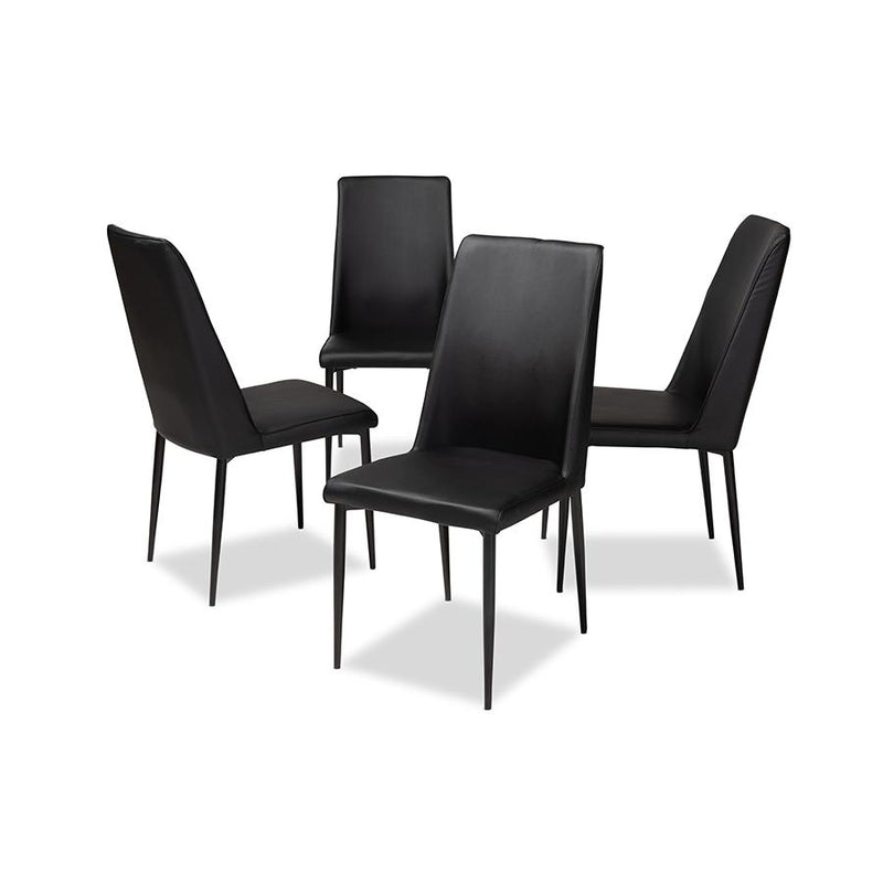 Black Faux Leather Upholstered Dining Chair (Set of 4)