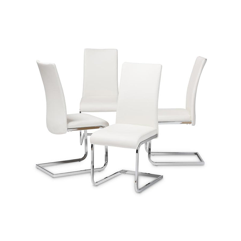 White Faux Leather Upholstered Dining Chair (Set of 4)