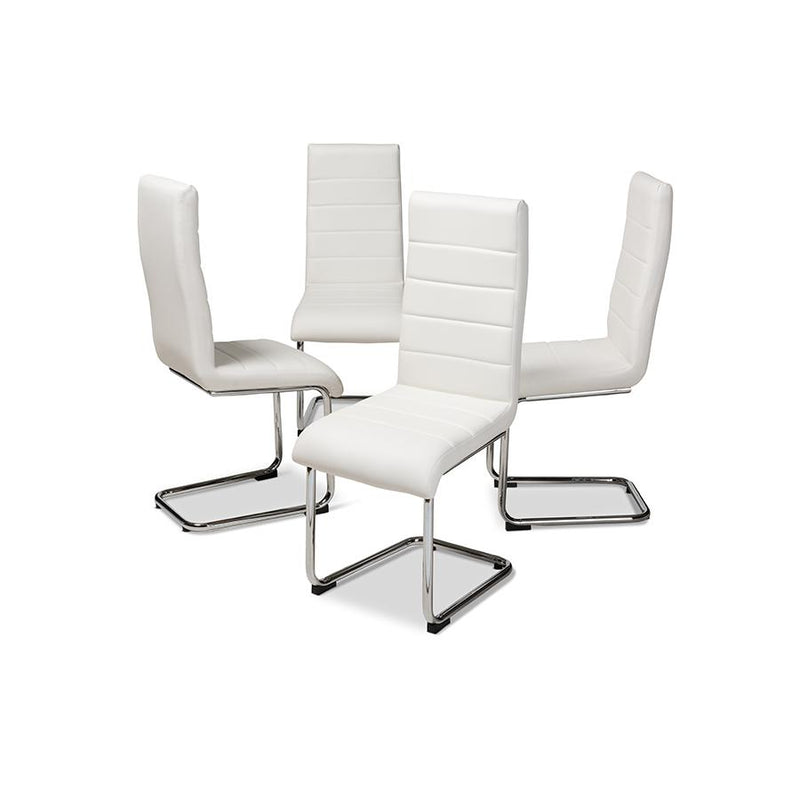 White Faux Leather Upholstered Dining Chair (Set of 4)