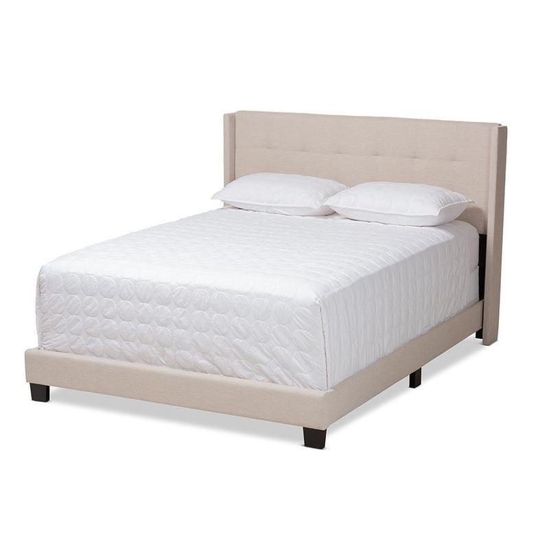 Lisette Modern and Contemporary Beige Fabric Upholstered Full Size Bed