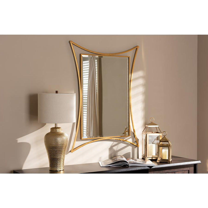 Antique Gold Finished Rectangular Accent Wall Mirror