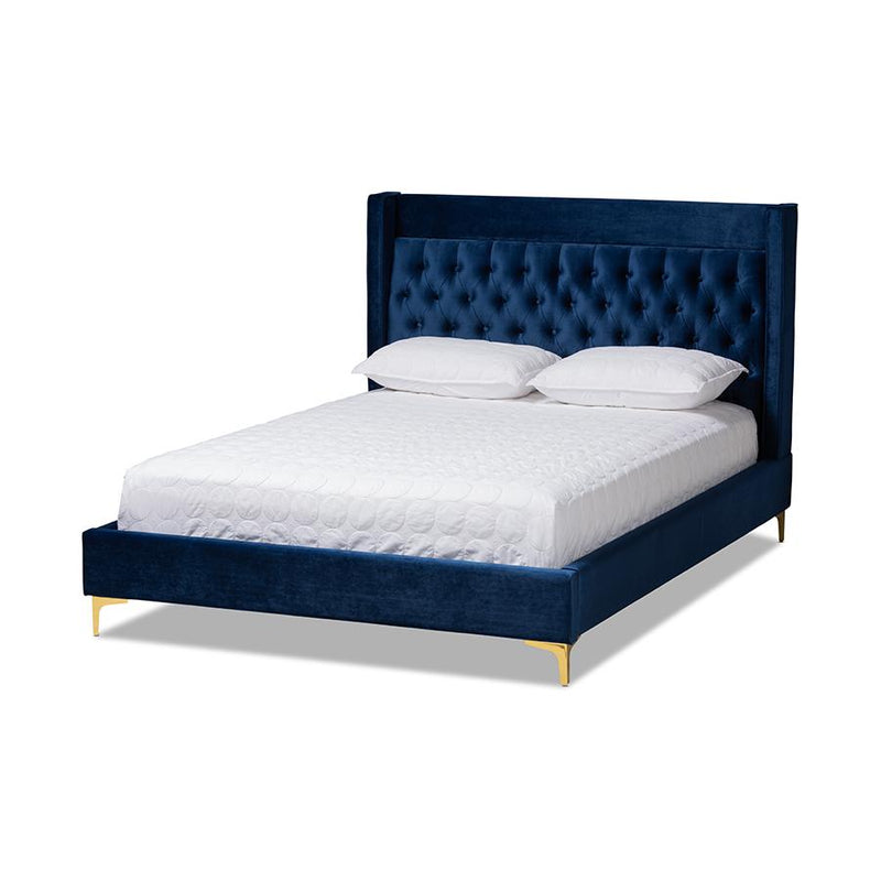 Queen Size Platform Bed with Gold-Finished Legs