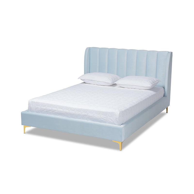 Queen Size Platform Bed with Gold-Tone Legs