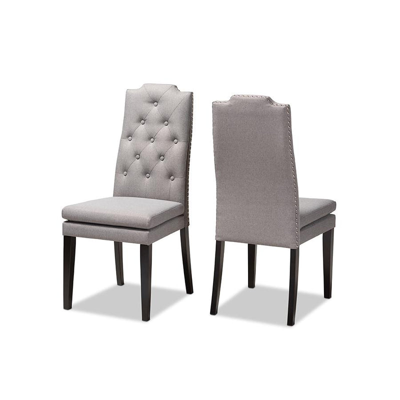 and ContemporaryGray Fabric Upholstered Button Tufted Wood Dining Chair Set of 2