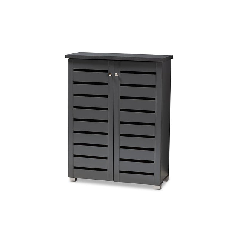 Dark Gray 2-Door Wooden Entryway Shoe Storage Cabinet