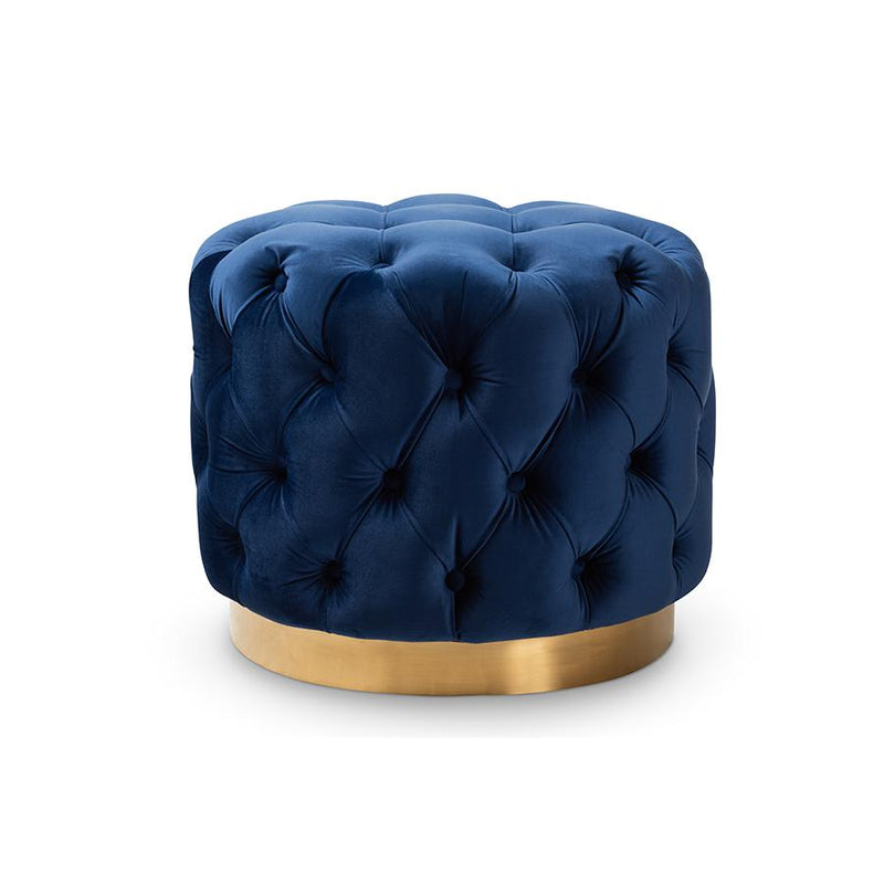 Gold-Finished Button Tufted Ottoman