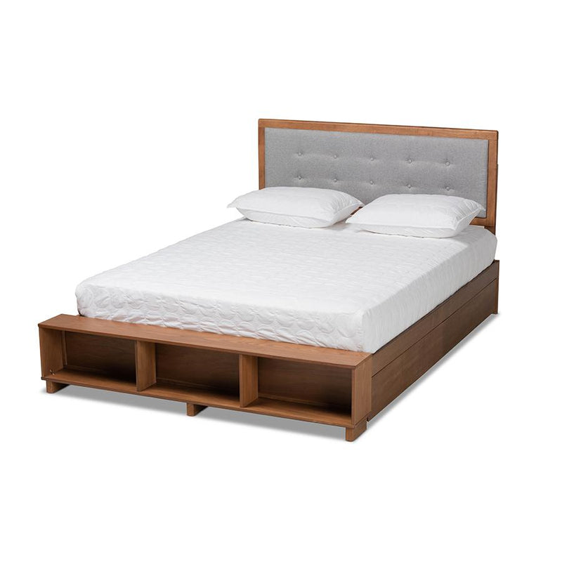 Walnut Brown Finished Wood 4-Drawer Full Size Platform Storage Bed