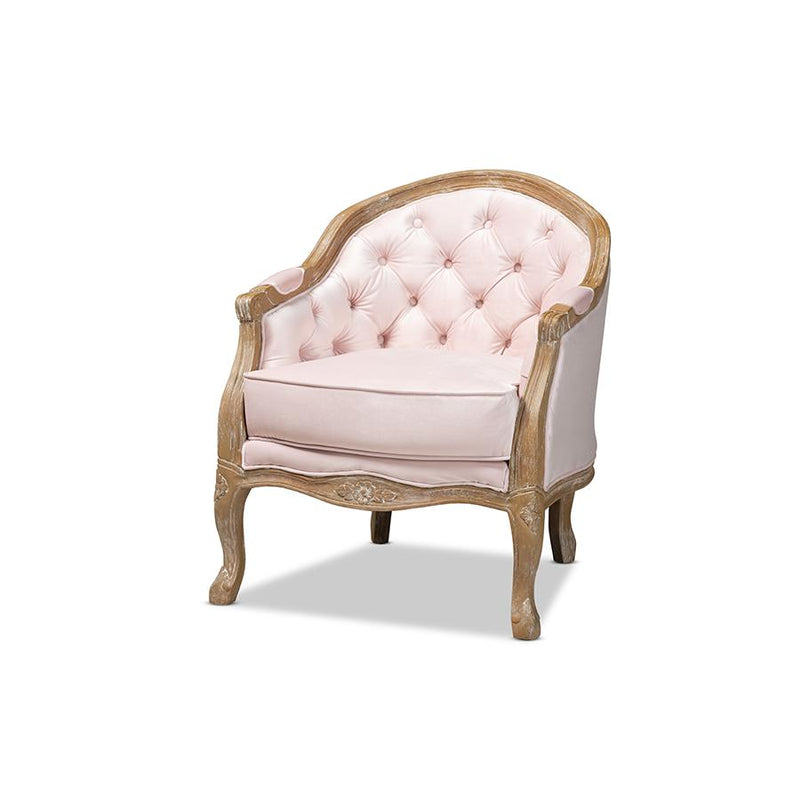 White-Washed Oak Wood Armchair