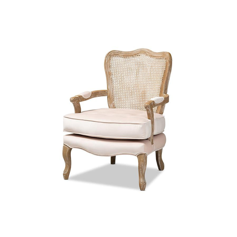 White-Washed Oak Wood Armchair