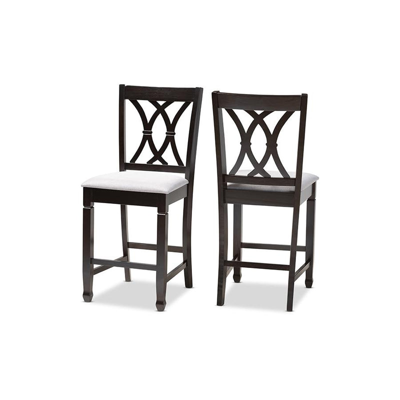 Espresso Brown Finished Wood Counter Height Pub Chair Set of 2