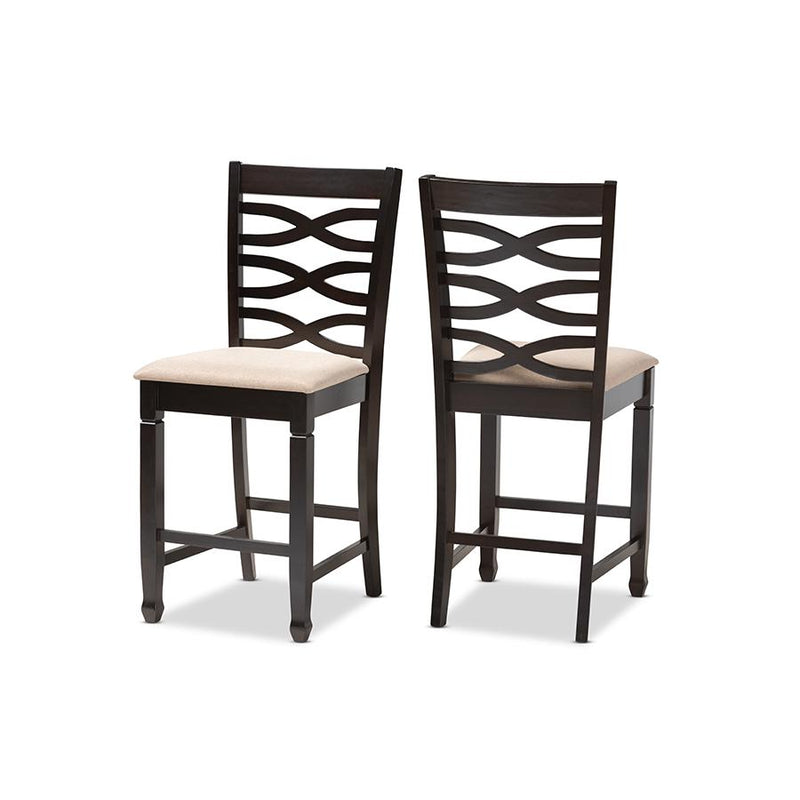 Espresso Brown Finished Wood Counter Height Pub Chair Set of 2