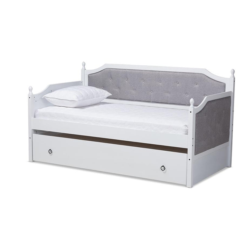 White Finished Wood Twin Size Daybed with Trundle