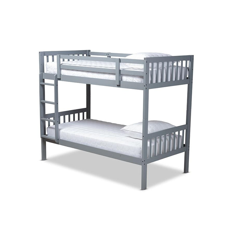 Baxton Studio Jude Modern and Contemporary Grey Finished Wood Twin Size Bunk Bed