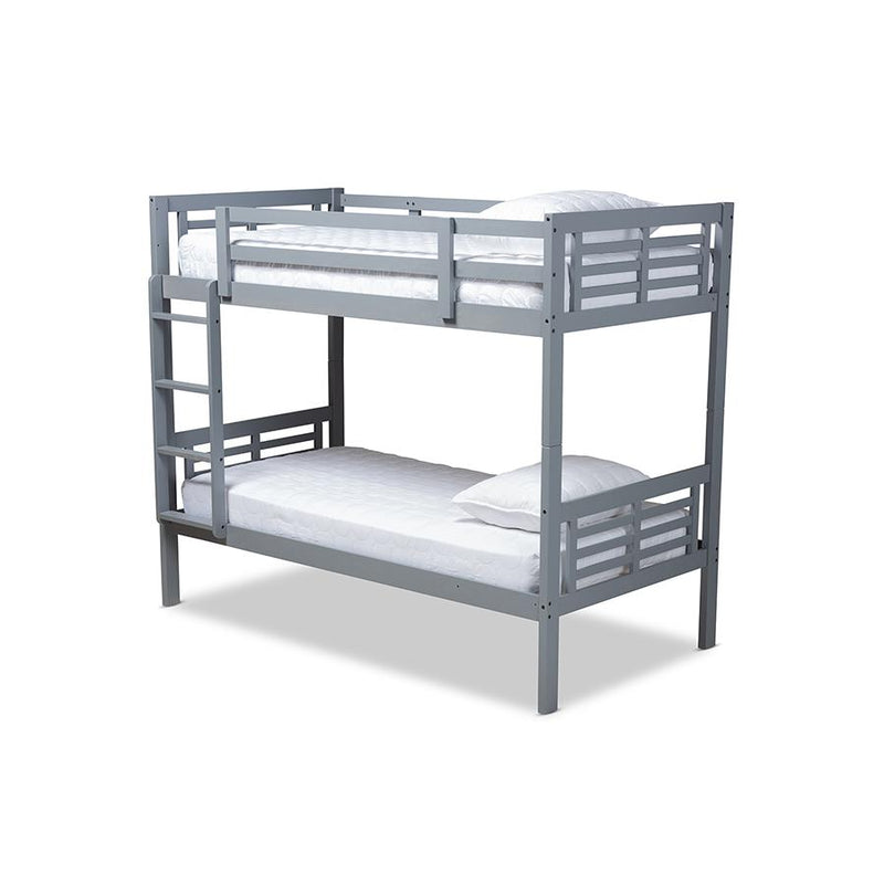 Baxton Studio Liam Modern and Contemporary Grey Finished Wood Twin Size Bunk Bed