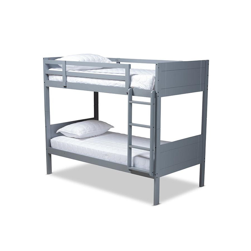 Elsie Modern and Contemporary Grey Finished Wood Twin Size Bunk Bed