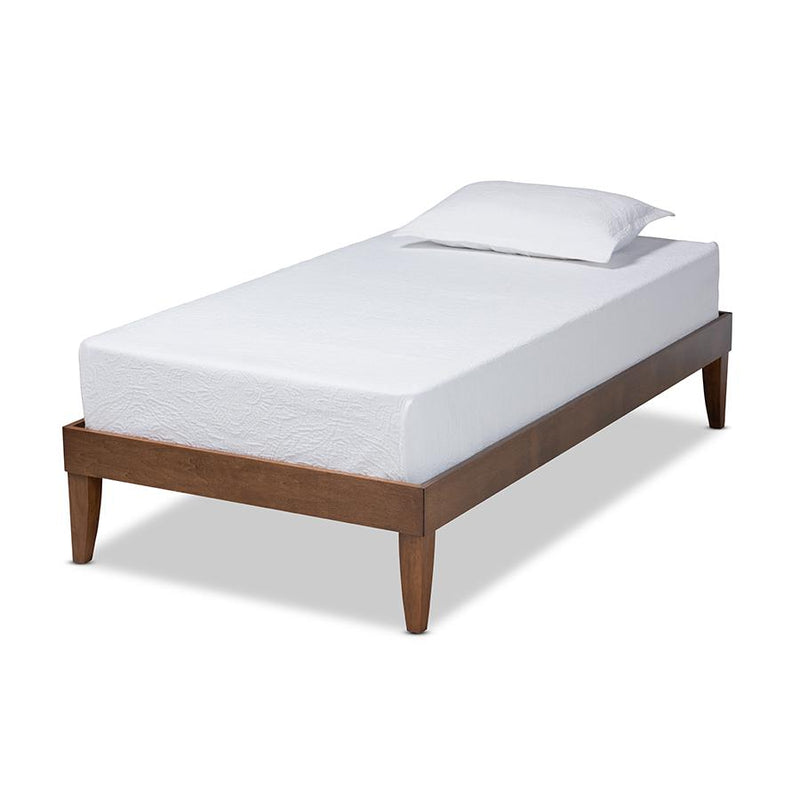 Lucina Mid-Century Modern Walnut Brown Finished Twin Size Platform Bed Frame