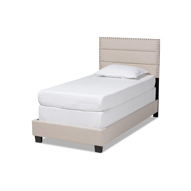 Ansa Modern and Contemporary Beige Fabric Upholstered Twin Size Bed