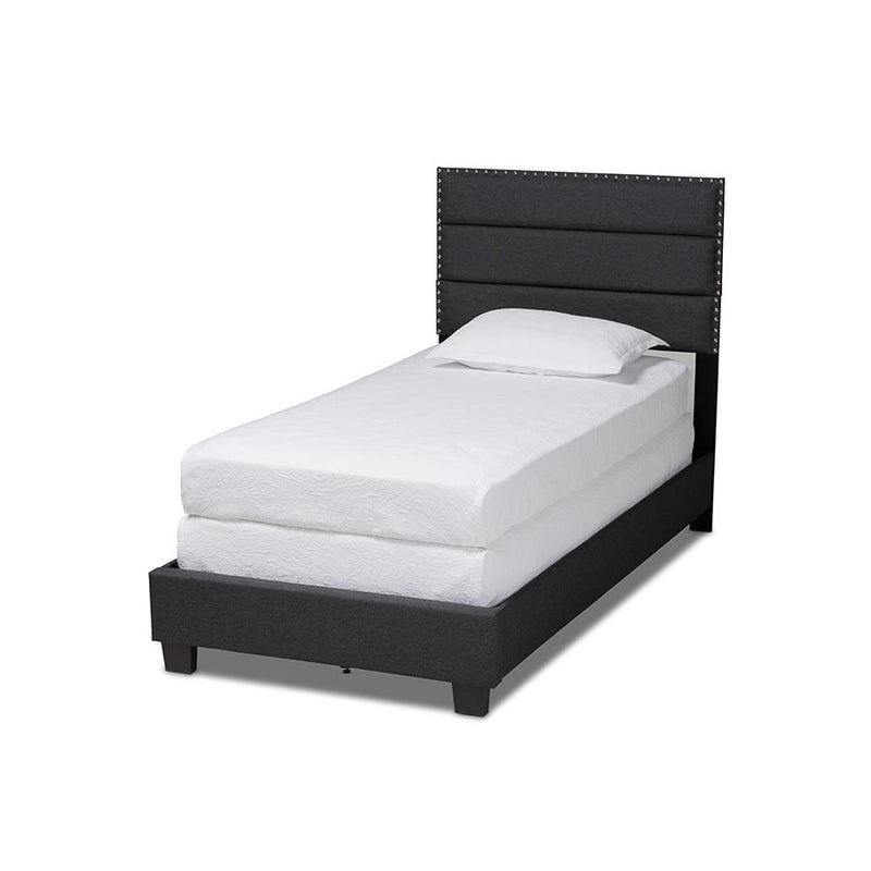 Ansa Modern and Contemporary Dark Grey Fabric Upholstered Twin Size Bed