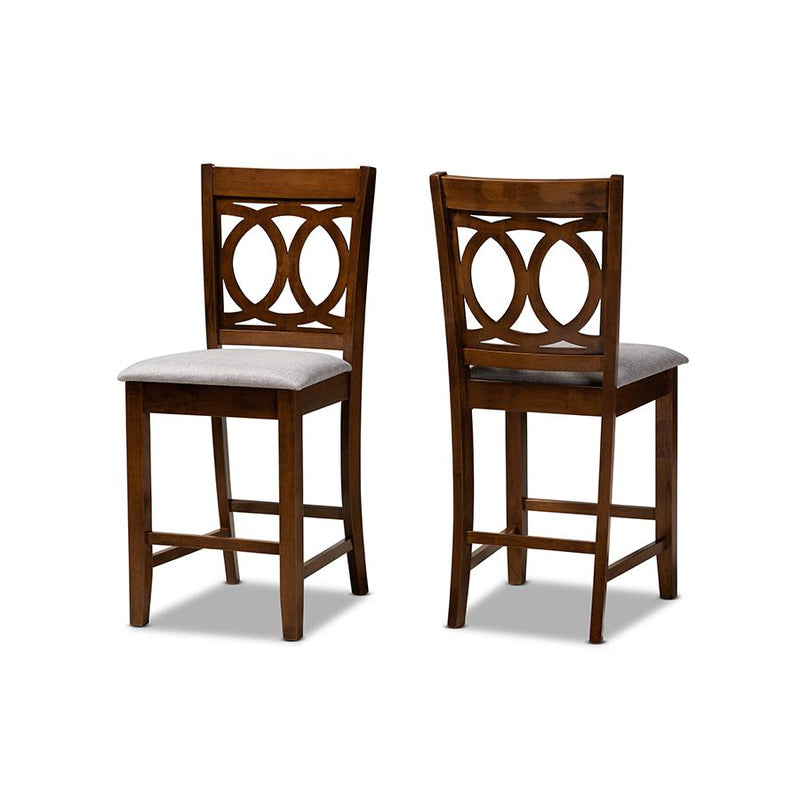 Walnut Brown Finished Wood 2-Piece Counter Height Pub Chair Set