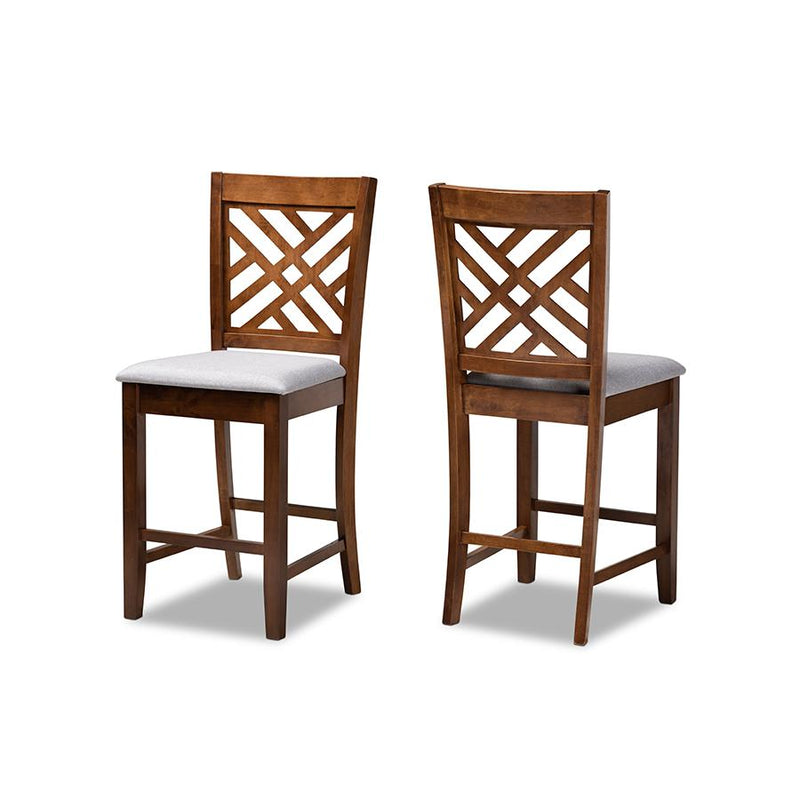 Walnut Brown Finished 2-Piece Wood Counter Height Pub Chair Set Set