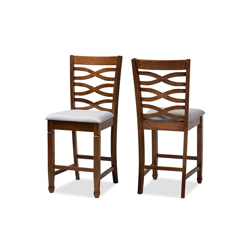 Walnut Brown Finished 2-Piece Wood Counter Height Pub Chair Set Set