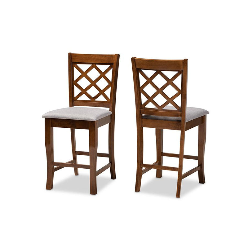 Walnut Brown Finished Wood 2-Piece Counter Height Pub Chair Set