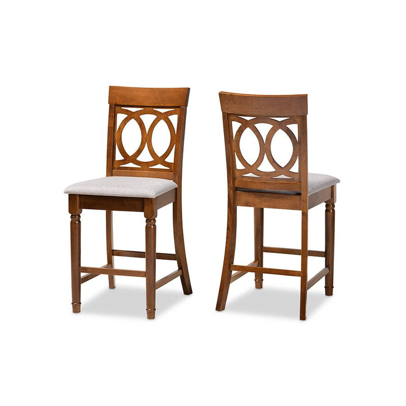 Walnut Brown Finished Wood 2-Piece Counter Height Pub Chair Set