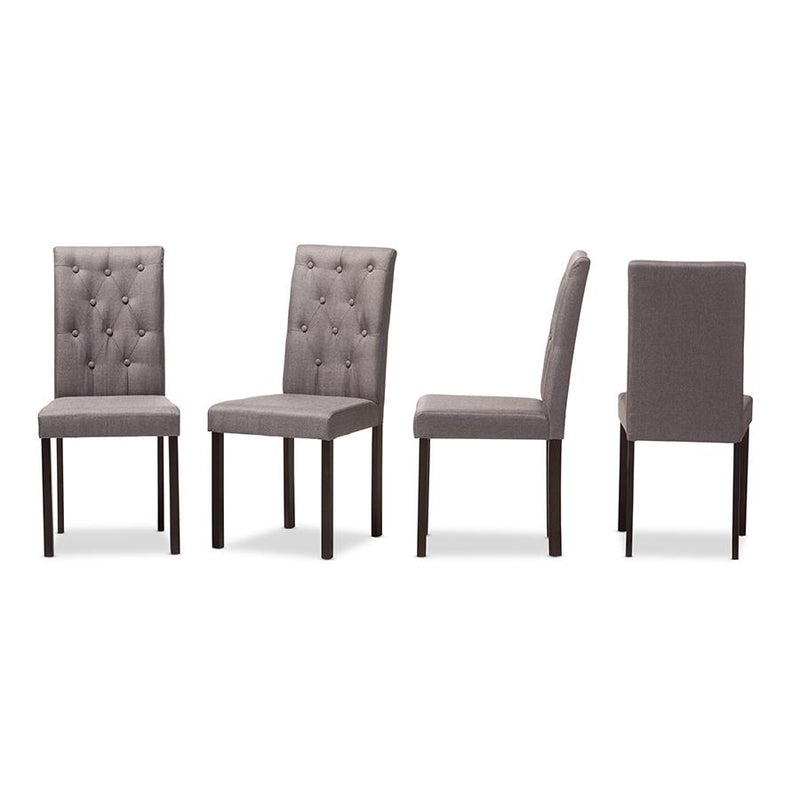 Dark Brown Finished Grey Fabric Upholstered Dining Chair (Set of 4)