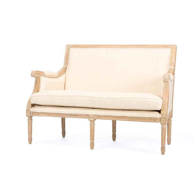 Baxton Studio Chavanon Wood & Light Beige Linen Traditional French Loveseat