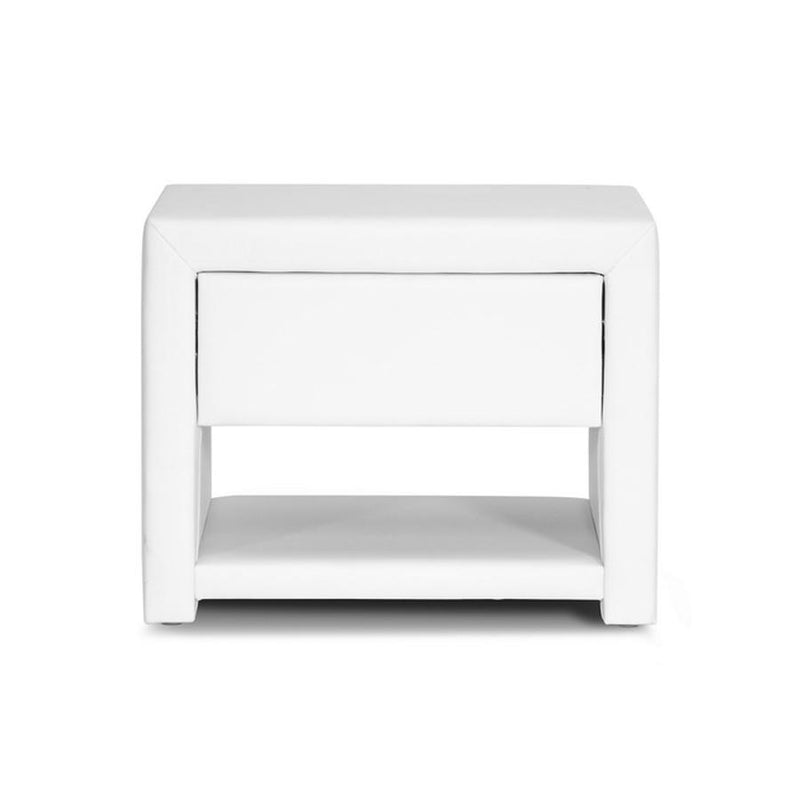 Baxton Studio Massey White Upholstered Modern Nightstand