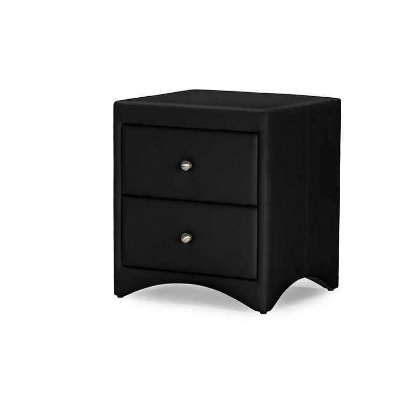 Dorian Black Faux Leather Upholstered Modern Nightstand