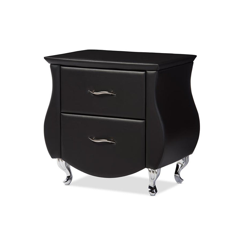 Erin Modern and Contemporary Black Faux Leather Upholstered Nightstand